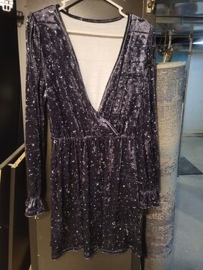 Moon Stars Pattern V-Neck Dress